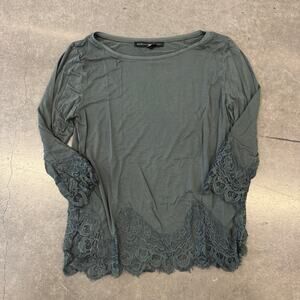 Vintage Y2k White House Black Market Fairy Lace Boho Whimsical Olive Blouse S